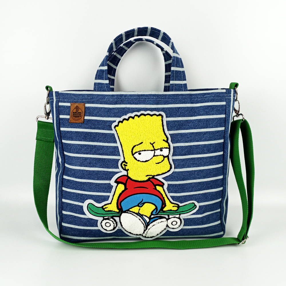 Woodycord%20Bart%20Simpson%20Tasarım%20%20Büyük%20Boy%20Denim%20Tote%20Çanta