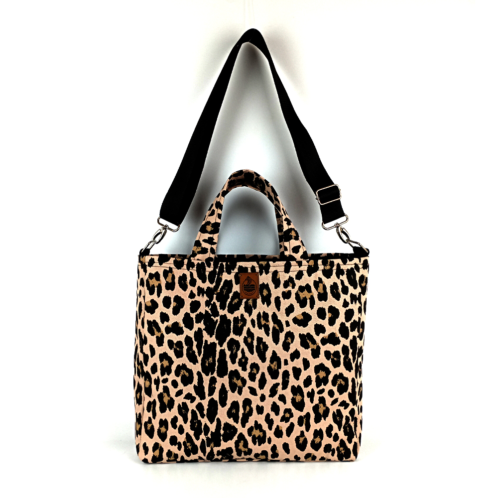 Woodycord%20Leopar%20Desenli%20%20Büyük%20Boy%20Gabardin%20Tote%20Çanta