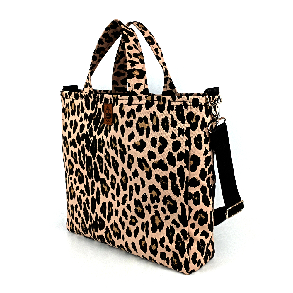 Woodycord%20Leopar%20Desenli%20%20Büyük%20Boy%20Gabardin%20Tote%20Çanta