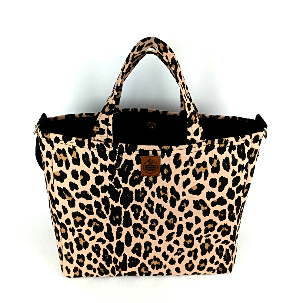 Woodycord%20Leopar%20Desenli%20%20Büyük%20Boy%20Gabardin%20Tote%20Çanta