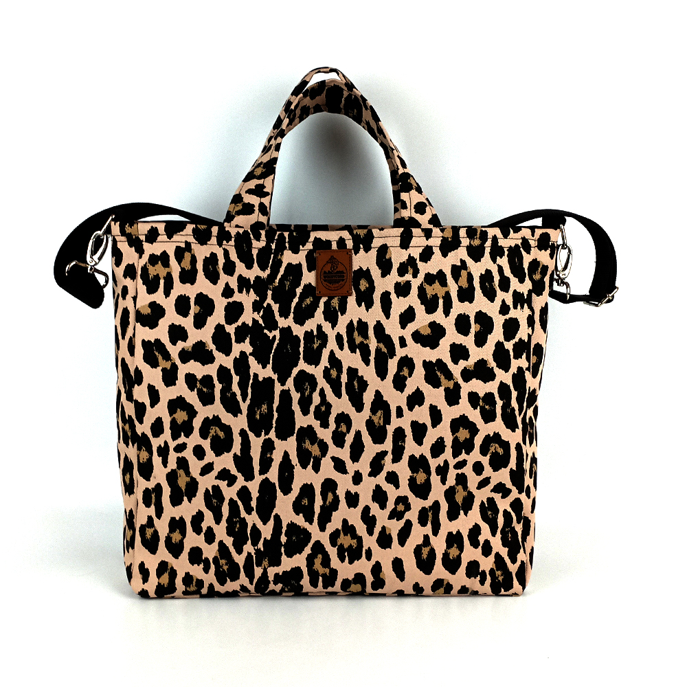 Woodycord%20Leopar%20Desenli%20%20Büyük%20Boy%20Gabardin%20Tote%20Çanta