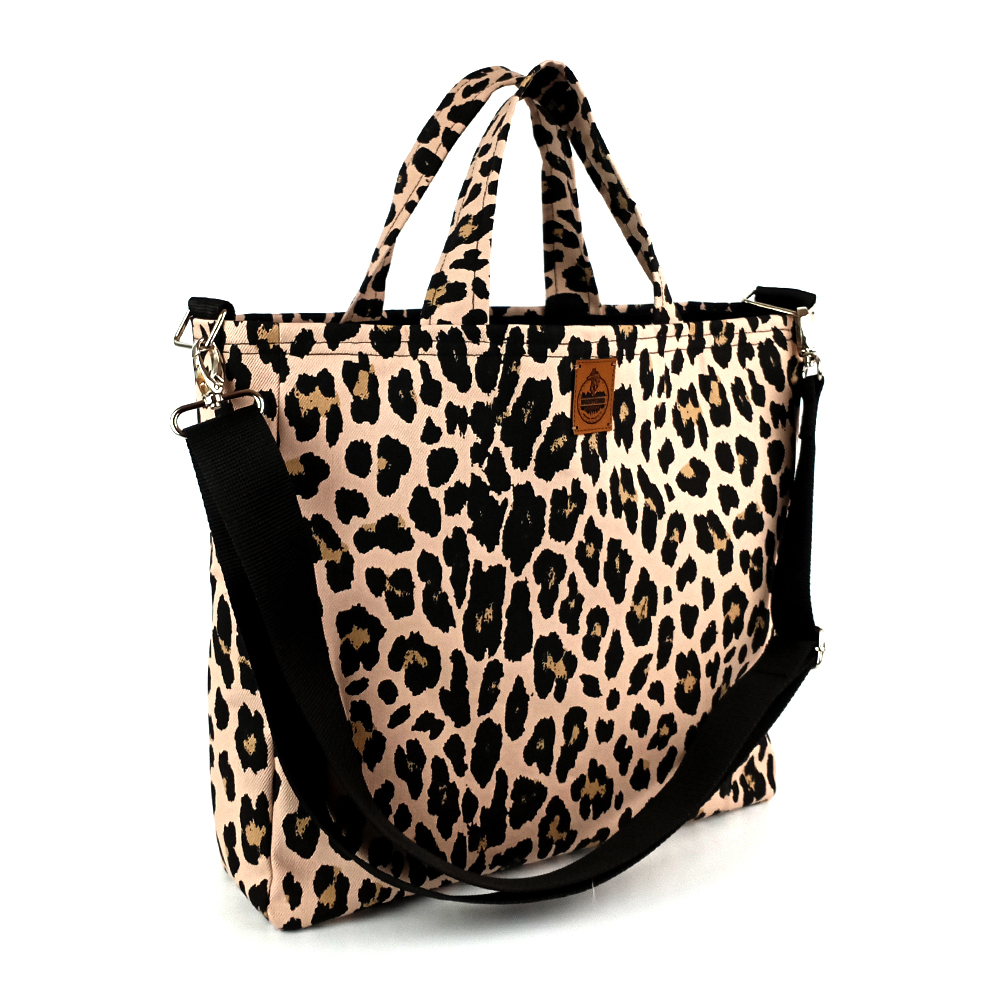 Woodycord%20Leopar%20Desenli%20%20Büyük%20Boy%20Gabardin%20Tote%20Çanta