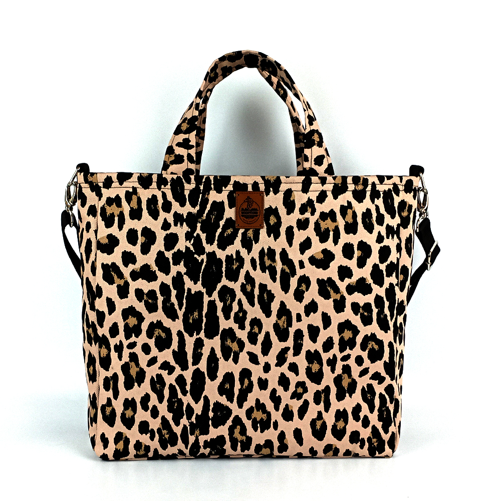 Woodycord%20Leopar%20Desenli%20%20Büyük%20Boy%20Gabardin%20Tote%20Çanta