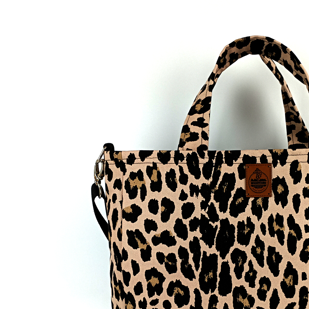 Woodycord%20Leopar%20Desenli%20%20Büyük%20Boy%20Gabardin%20Tote%20Çanta