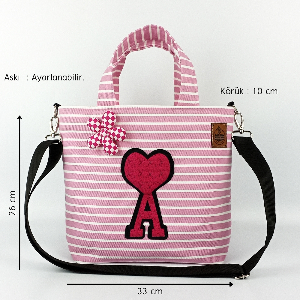 Woodycord%20Harf%20Tasarımlı%20Pembe%20Tote%20Bag