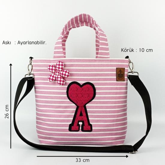 Woodycord Harf Tasarımlı Pembe Tote Bag