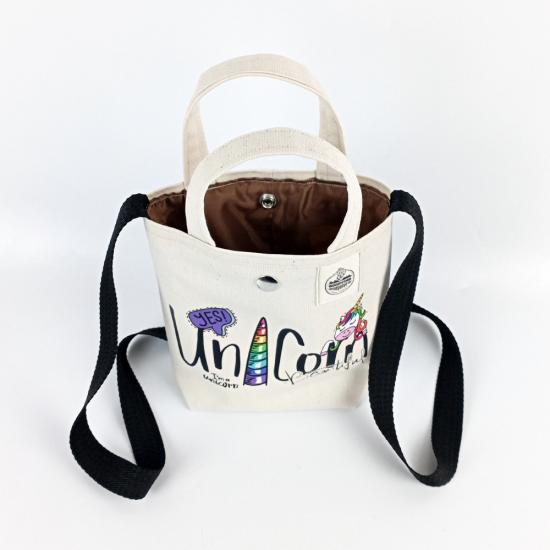 Unicorn Baskılı Keten Çapraz Çanta Mini Bag