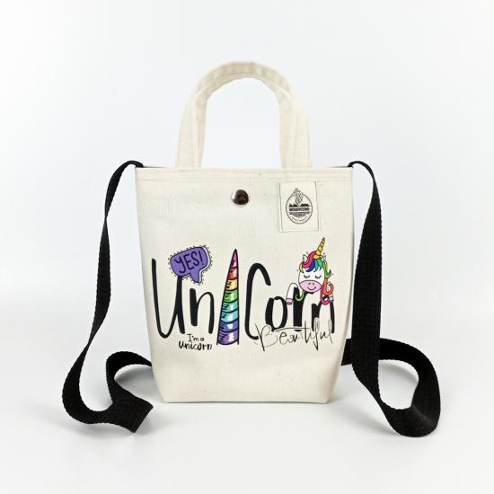 Unicorn Baskılı Keten Çapraz Çanta Mini Bag