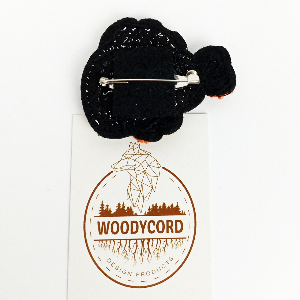 Woodycord%20El%20Yapımı%20Turuncu%20Balık%20Desenli%20Boncuklu%20Broş%20Yaka%20İğnesi